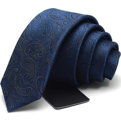 2019 High Quality Brand 5cm Ties for Men Formal Business Tie Skinny Silk Necktie Navy Blue Classic Paisley Gravata Men Tie HB07