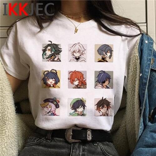 Genshin Impact Funny Cartoo Graphic T-shirt Kawaii Harajuku Streetwear T Shirt Cute Anime Unisex Tshirt Hip Hop Top Tees