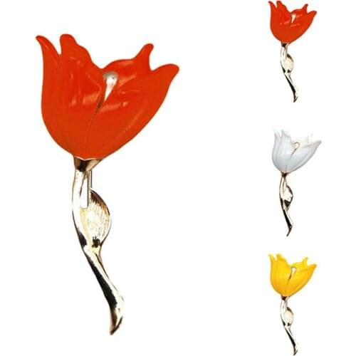 Women Romantic Brooches Tulip Flower Shape Brooch Pins Enamel Brooch Pin Suit Lapel Decoration Brooches Fashion Jewelry