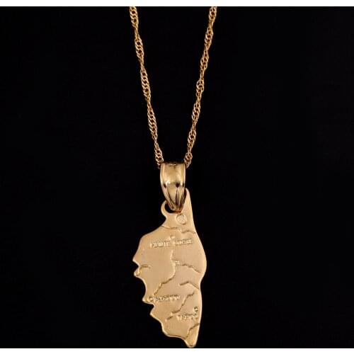 Gold Color Corse Map Pendant Necklace For Women Men Corsica La Corse Country France Map Jewelry