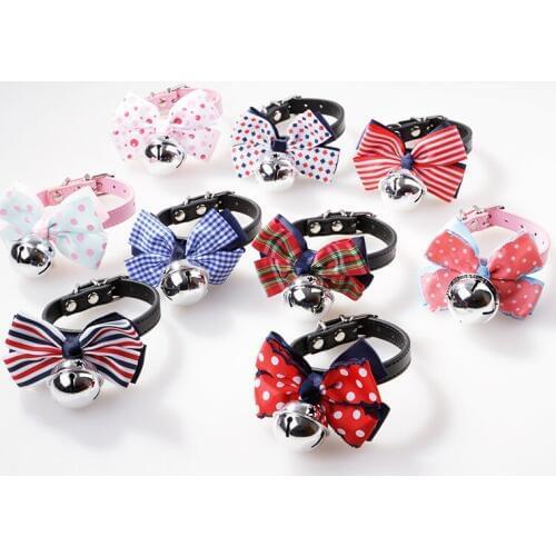 1Pcs Multi Colors Lovely Bow Cats Dog Tie Dogs Bowtie Collar Pet Supplies with Bell Necktie Collar
