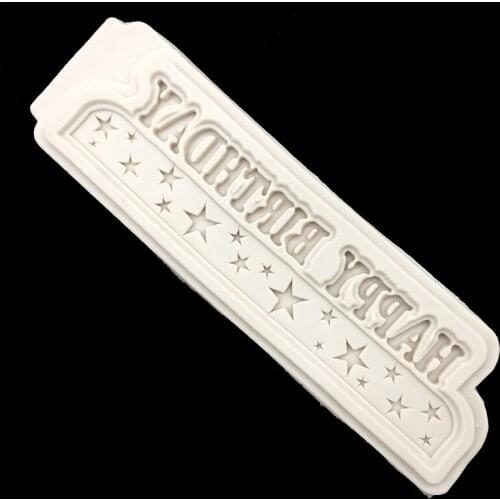 Wholesale 10 Pcs/lot Happy Birthday And Star Shapes Silicone Sugarcraft Mould, Fondant Cake Decorating Tools Bakeware