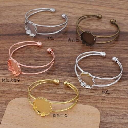 20pcs 20mm Crown Tray Bangle Base Bracelet Blanks Bezel Brass Cuff Bracelet Setting
