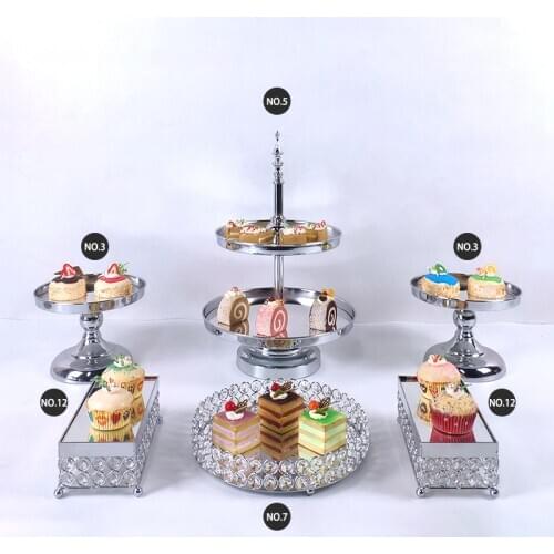 2020 new arrive Crystals Cake StandCake silver Decorating Supplies Cupcake Tower Stand Wedding Plates Set Metal