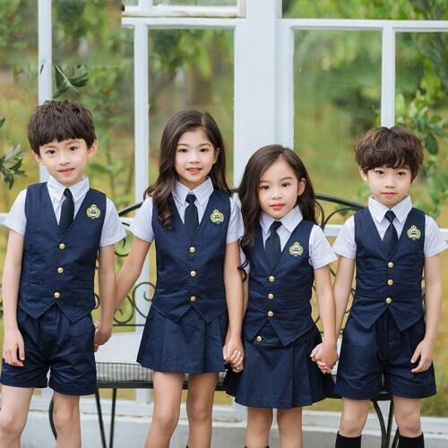 Childrens Short-sleeved Shirt Vest Shorts 3pcs Clothing Sets Kids Primary School Uniforms Summer Dress Boys Girls Costume