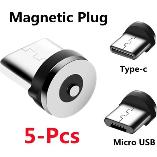 5 Pcs 360 Rotation Round USB Magnetic Plug For Mobile Phone Replacement Parts Converter Charging Cable Adapter Micro USB Type C