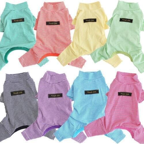 8 Colors Cute Pet Pajamas For Small Dogs Cotton Striped Overalls For Chihuahua Yorkie Puppy Jumpsuit For Dog Coat Pets Clothing