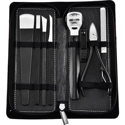 8PCS Manicure Stainless Steel Nail Clippers Set Nail Clippers Scissors Foot Pedicure Cutter File Hand Tool Podiatry Feet Care