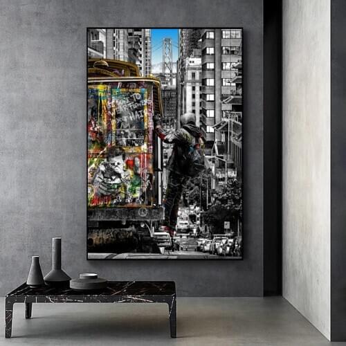 Banksy Wall Art Paintings Street Landscape of London City Canvas Paintings Graffiti Pop Art Posters and Prints for Home Decor