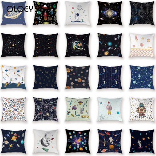 Space Science Cushion Cover Cartoon Cosmic Dart Pad Cover Space Ship Decoration Home Cushion Cover Car Bedroom Home Decoration