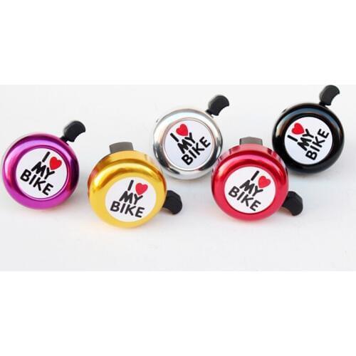 Colorful Aluminium Alloy I Love My Bike Bicycle Bell Mountain Bike Riding Safety Alarm Horns Metal Ring Cute Handlebar Bell CA15