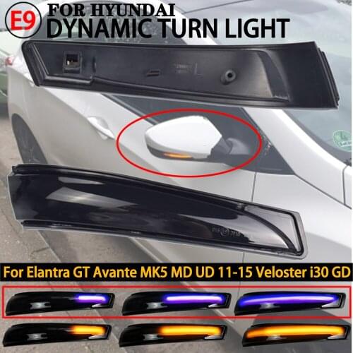 For Hyundai Elantra GT Avante MK5 MD UD Veloster i30 GD LED Dynamic Turn Signal Blinker Sequential Side Mirror Indicator Light