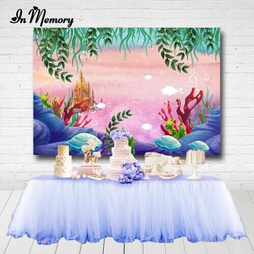 InMemory Photography Background Underwater Theme Mermaid Birthday Party Baby Shower Fish Decor Photocall Backdrop Photo Studio
