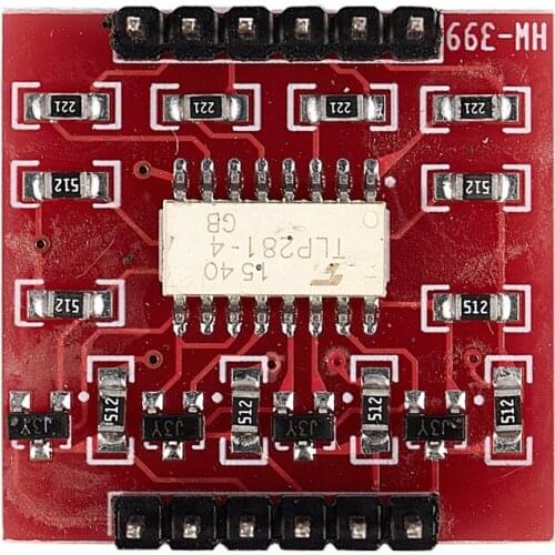 HW-399 4-channel Optocoupler Isolation Module for Arduino high and low level expansion board electronic building blocks Red
