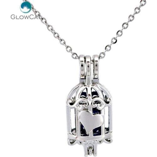 K669 30mm Birdcage Beads Cage Pendant Steel Necklace Women Girls Party Gift Locket DIY
