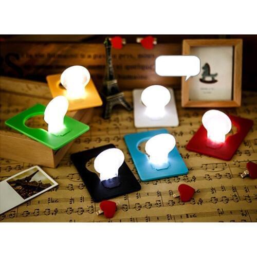 Pocket LED Night Light Mini Purse Credit Wallet Card Funny Flashlight Decoration Mariage bola de plasma party gift SN1391