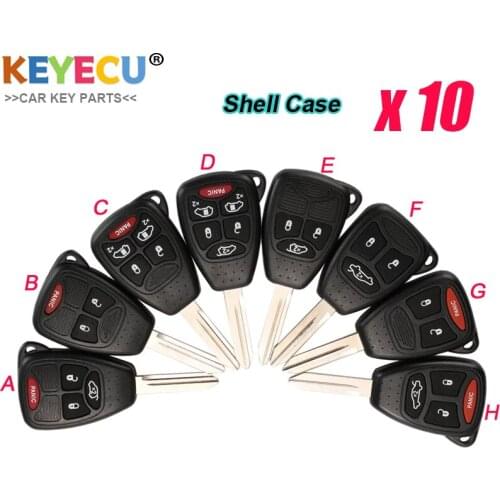 KEYECU 10PCS 3/4/5/6 Buttons Remote Car Key Shell Case For Dodge Dakota Durango For Jeep Grand Cherokee For Chrysler 300 Aspen
