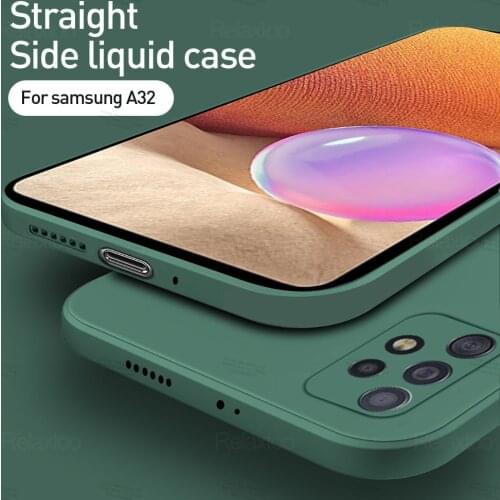 Square Liquid Silicone Rubber Soft Cover For Samsung Galaxy A32 A72 A52 A42 A12 S21 S20 Ultra Plus A01 Core Shockproof Coque
