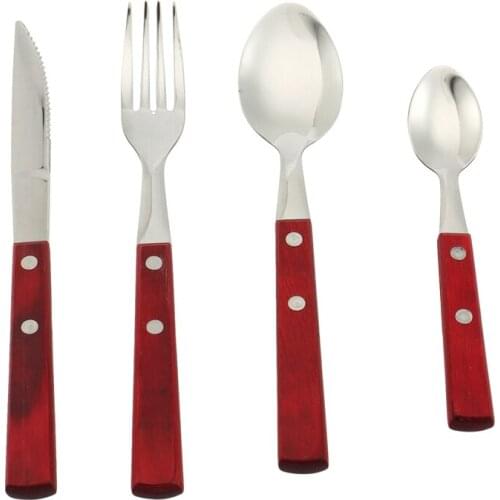 LBER 304 Stainless Steel Solid Wood Handle Western Style Knife Fork Spoon Creative Wooden Western Tableware Gift Set