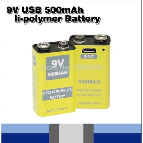 9V 500mAh li-ion Rechargeable battery Micro USB Batteries for Multimeter Microphone Toy Remote Control KTV use