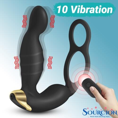 Sourcion Male Prostate Massager Vibrators Anal Plug Silicone Male Penis Stimulator Butt Plug Delay Ejaculation Ring Men Sex Toys