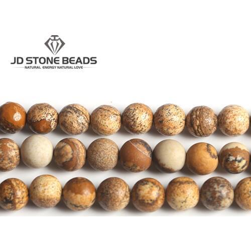 Natural Picture Jasper Matte Round Beads 4 6 8 10 12mm Pick size Faceted Semi-precious Stone Of DIY For Jewelry Accessory Making