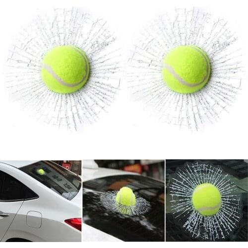 2Pcs 3D Glass Cracked Glass Sticker Baseball Broken Glass Stickers Car Stickers Tennis Ball Prank Stuff Cracked Glass Stickers