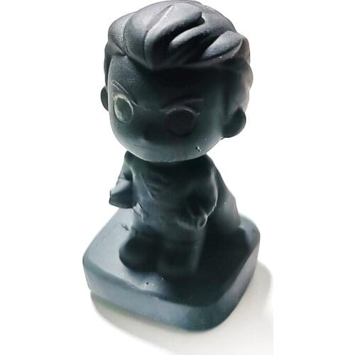 Natural Obsidian Cartoon Baby Dolls Figurine Hand Carved Quartz Doll Statue Crafts Healing Crystal Stone Home Decoration Gift