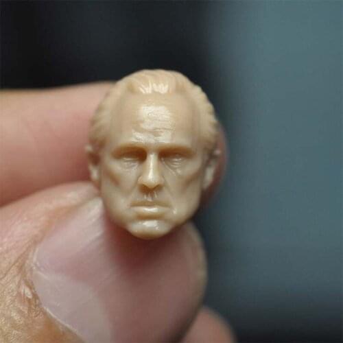 Unpainted 1/18 Godfather Marlon Brando Head Sculpt PVC Male Soldier Head Carving Fit 3.75'' JOYTOY ORI TOY Action Figure