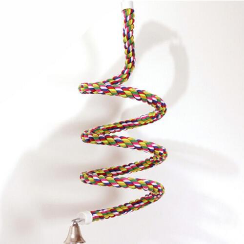 New Arrival Bird Perch Toy Parrot Cotton Cloth Rope Chewing Bar Cage Stand Spiral withBell Best