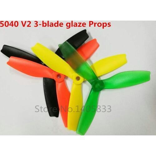 New 24pcs / 12Pairs Enhanced Edition 5040 V2 3-blade glaze Props Propellers For FPV Mini QAV250 ZMR 250 270 280 Quadcopter