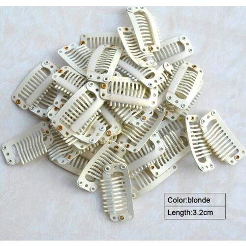 100pcs/lot Professional Hair Extension Clips Manganese Steel Salon Use Clip 3.2cm 9-teeth DIY Clip in Hair Extension