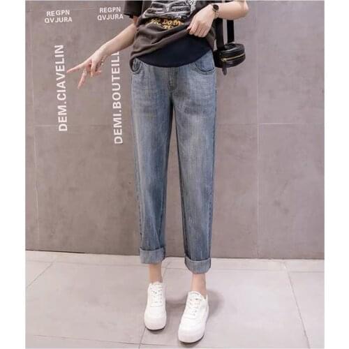 Straight Jeans Pregnancy Abdominal Pants Maternity Clothes For Pregnant Women Boyfriend Pants High Waist Trousers Loose Jeans