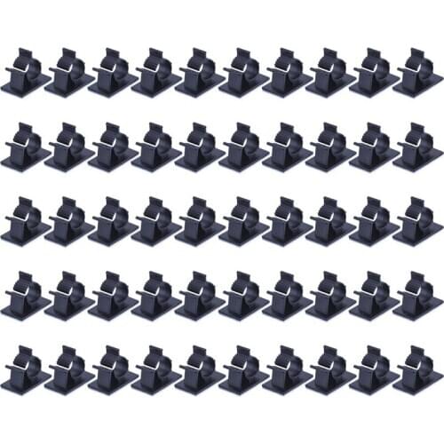 Adjustable Cable Clips Adhesive Nylon Wire Clamps Black 50 Pcs