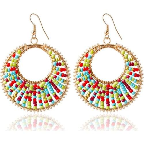 Retro Exaggerat Bohemia Bon Bon Ball Candy Color Beads Earrings Geometric Round Pendant Earrings Jewelry For Women Wedding Gift