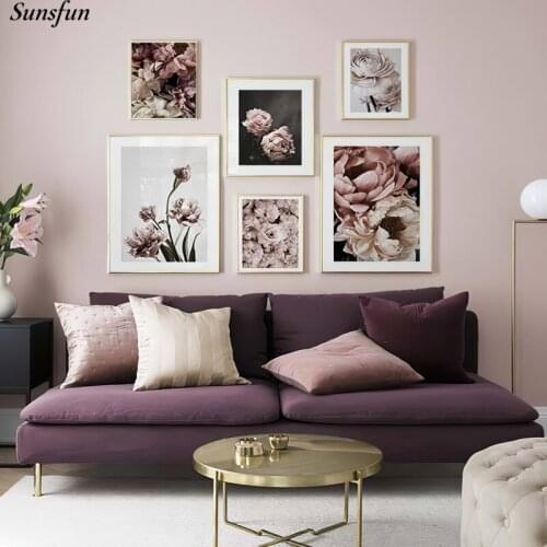 Nordic Pink Plant Flowers Poster Vintage Print Canvas Wall Art Painting Photography Modern Bedroom Room Decoration Picture