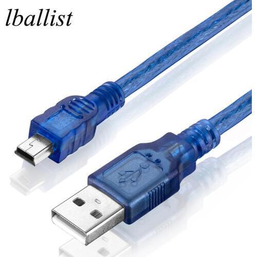 Lballist Mini 5Pin USB Cable USB 2.0 Type A Male to Mini 5P Male Data Cable Dual Shielded 30cm 50cm 1m