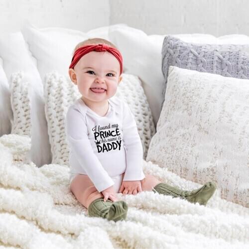 I Found My Prince His Name Is Daddy Print Autumn Newborn Body Long Sleeve Rompers Girl Clothes Baby Girl Roupas Bebe Clothing