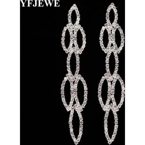 YFJEWE Fashion Crystal Christmas Bridal Accessories Jewelry Simple Flower Drop Long Earrings Wedding Jewelry for Women E397