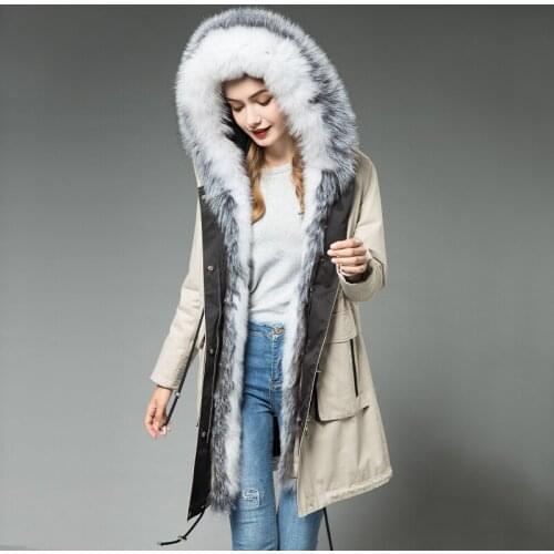 2020 Parka Real Fur Coat Winter Coat Women Rabbit Fur Liner Warm Oversized Jacket Women Fox Fur Collar Korean Jackets MY