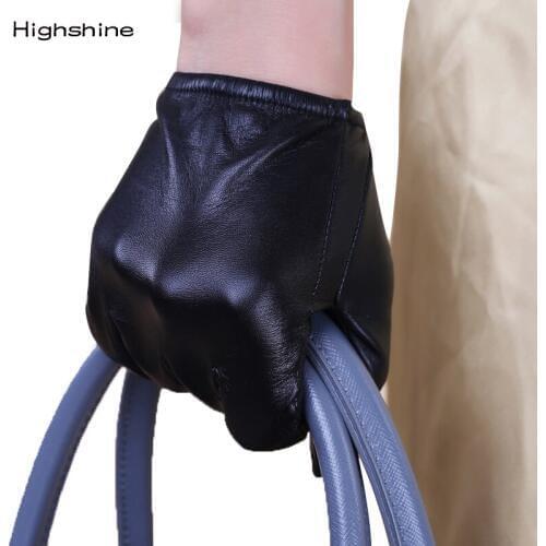 Womens Genuine Leather Gloves Real Sheepskin Black Touch Screen Gloves Button Fashion Brand Winter Warm Mittens New