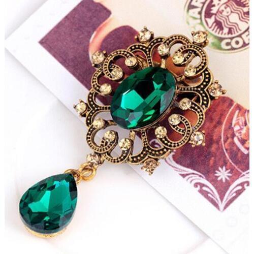 Womens Luxury Rhinestone Alloy Brooch Pin Large Waterdrop Pendent Party Jewelry new