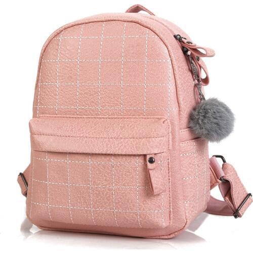 2019 Winter PU Leather Pompom Ball Women Backpack Ladies Travel Anti Theft Backpack Girl Backpack for School Bags Mochila