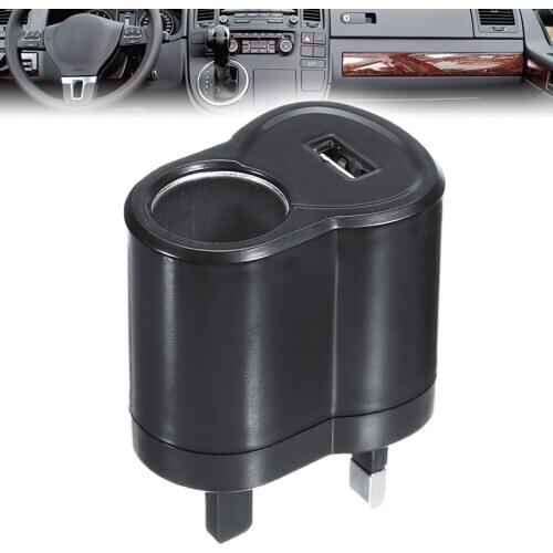 1pc AC110V-220V To 12V USB UK Car Power Adapter Converter Household Car Cigarette Lighter Socket Power Accessories