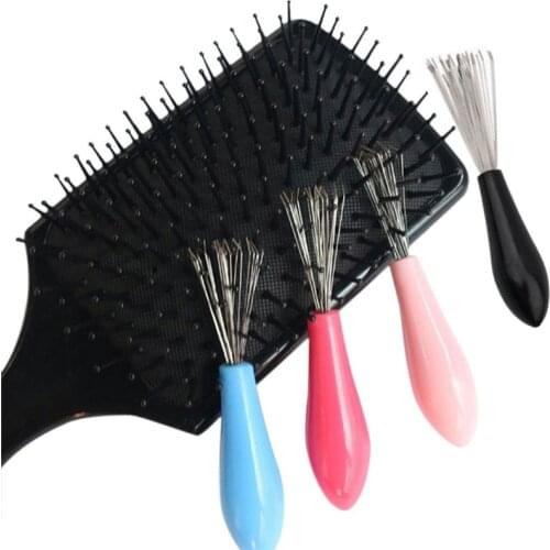 1Pc Metal Comb Cleaner Delicate Cleaning Removable Hair Brush Comb Cleaner Tool Handle Embeded Tool