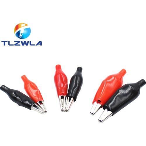 10Pcs 28MM 35MM 45MM Metal Alligator Clip Crocodile Electrical Clamp Testing Probe Meter Black Red with Plastic