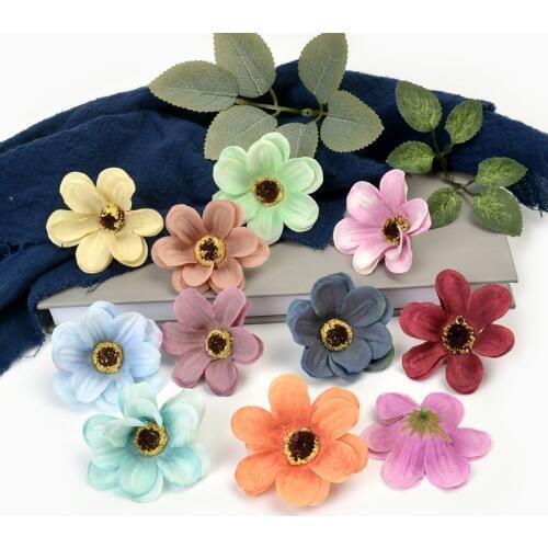 10pcs Handmade Silk Gerbera Artificial Flowers Bride Wedding Home Decoration DIY Party wreath Scrapbooking Craft Fake Flowers