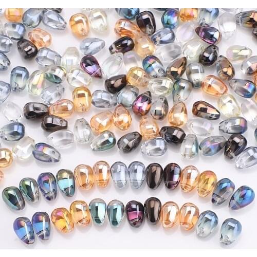 100Pcs Czech Glass Teardrop Beads Smooth 6x9mm Crystal Water Drop Charms Pendant For DIY Clothing Sewing Material Craft Beads
