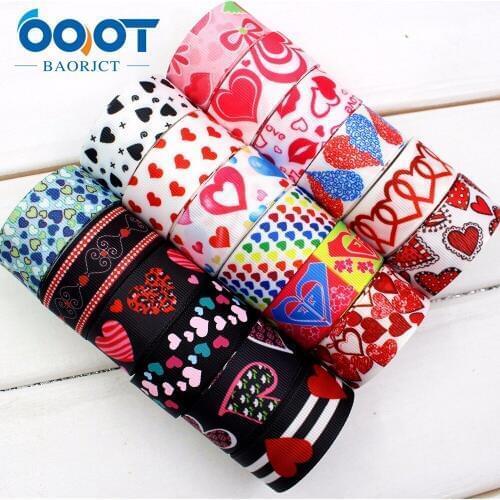 174201, OOT BAORJCT 22mm 10yard/lot cordate Ribbons Thermal transfer Printed grosgrain Wedding Accessories DIY handmade material