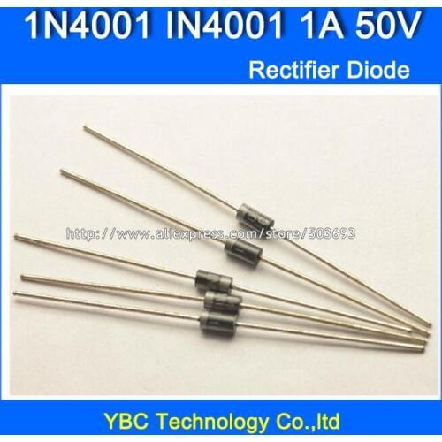 200pcs/lot 1N4001 IN4001 1A/50V Rectifier Diode Big Power and Long Pins